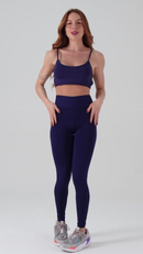 Conjunto Fitness Feminino Calça Legging Forrada E Top Costa Nua Gringa Zero Transparência 080+124