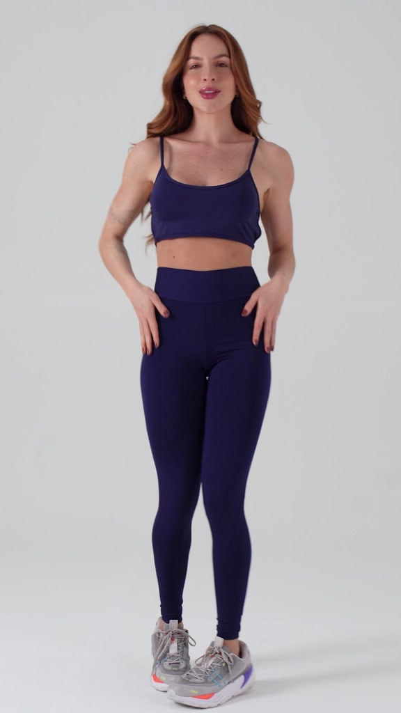 Conjunto Fitness Feminino Calça Legging Forrada E Top Costa Nua Gringa Zero Transparência 080+124