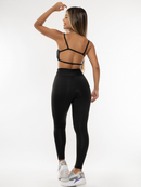 Conjunto Fitness Feminino Calça Legging Forrada E Top Costa Nua Gringa Zero Transparência 080+124
