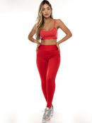Conjunto Fitness Feminino Calça Legging Forrada E Top Costa Nua Gringa Zero Transparência 080+124