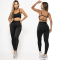 Conjunto Fitness Feminino Calça Legging Forrada E Top Costa Nua Gringa Zero Transparência