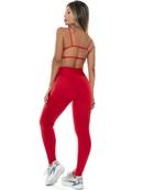 Conjunto Fitness Feminino Calça Legging Forrada E Top Costa Nua Gringa Zero Transparência 080+124