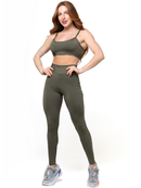 Conjunto Fitness Feminino Calça Legging Forrada E Top Costa Nua Gringa Zero Transparência 080+124