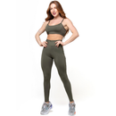 Conjunto Fitness Feminino Calça Legging Forrada E Top Costa Nua Gringa Zero Transparência