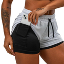Shorts Compressão 2 em 1 Feminino Academia Caminhadas Corrida Bermuda Dupla Para Treino e Esportes