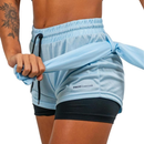 Shorts Compressão 2 em 1 Feminino Academia Caminhadas Corrida Bermuda Dupla Para Treino e Esportes