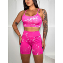 Conjunto Short e Top Fitness feminino Academia Cintura Alta