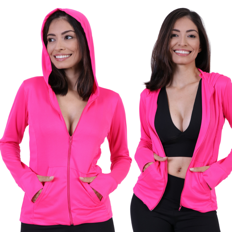 Jaquetinha Casaquinho Esportiva, Dry Fit - Academia - Fitness - Bolso, Capuz e Zíper. Proteção Solar UV50