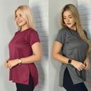Kit 2 Blusas Feminina Academia Dry Fit Caminhada Musculação Treino Camiseta Tapa Bumbum