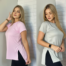 Kit 2 Blusas Feminina Academia Dry Fit Caminhada Musculação Treino Camiseta Tapa Bumbum