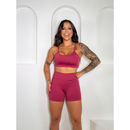 Conjunto Short e Top Fitness feminino Academia Cintura Alta