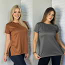 Kit 2 Blusas Feminina Academia Dry Fit Caminhada Musculação Treino Camiseta Tapa Bumbum