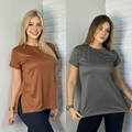 Kit 2 Blusas Feminina Academia Dry Fit Caminhada Musculação Treino Camiseta Tapa Bumbum