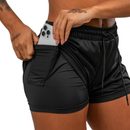 Shorts Compressão 2 em 1 Feminino Academia Caminhadas Corrida Bermuda Dupla Para Treino e Esportes