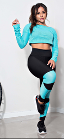 Conjunto Calça Legging E Cropped Top Dry Rosê Não Fica Transparente